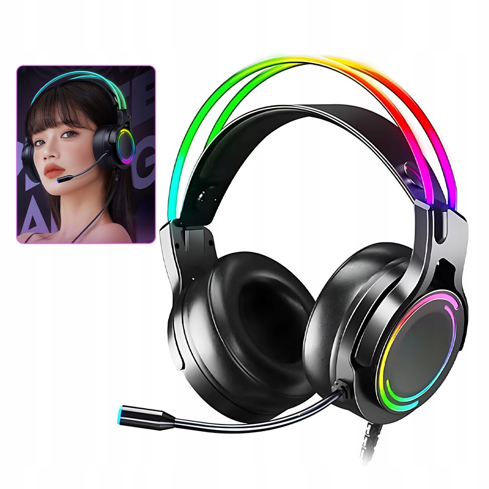 Sluchátka Svítící Světelný Efekt 50 MM Prostorový Zvuk