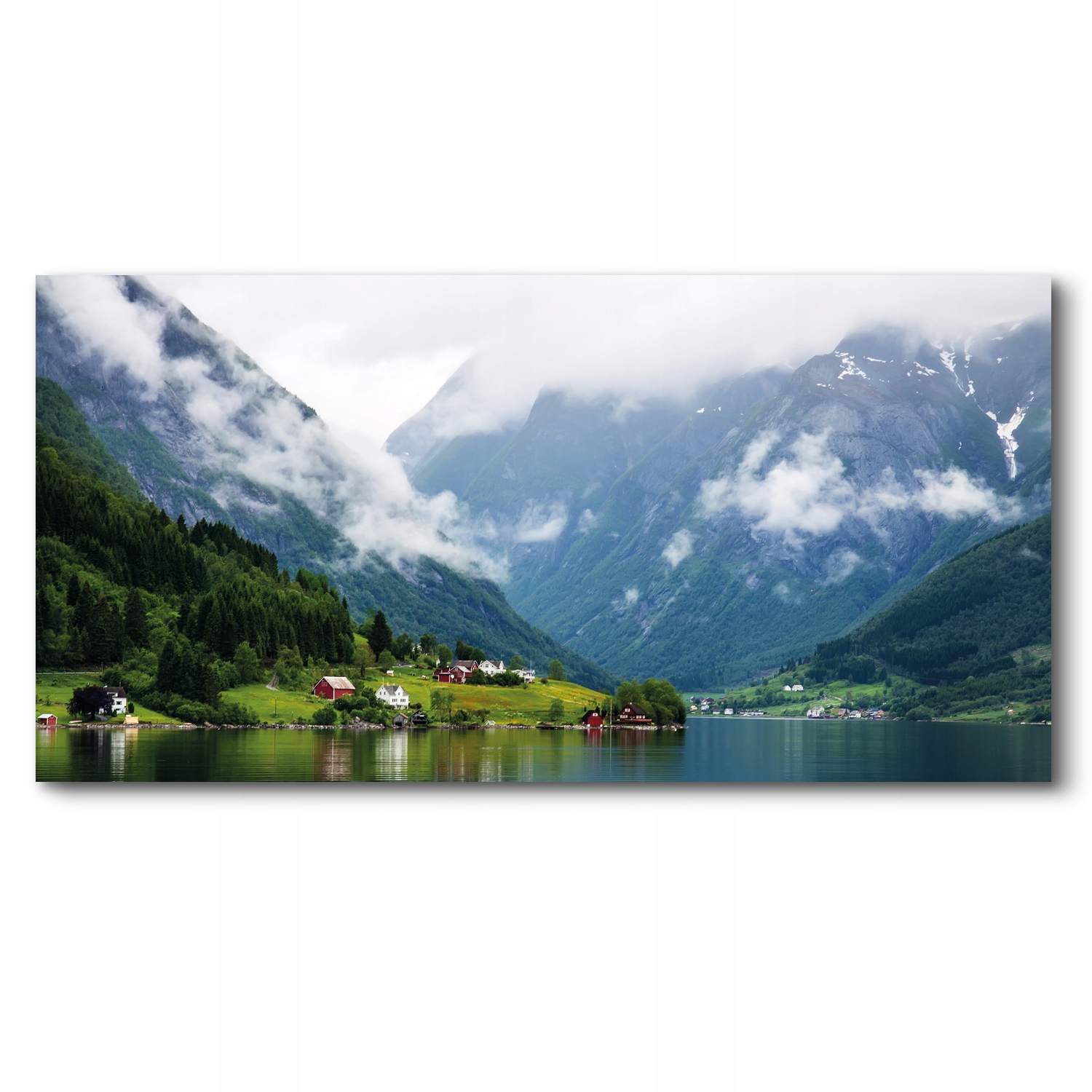 fjord domy hory 140x70 Foto na plátně do interiéru