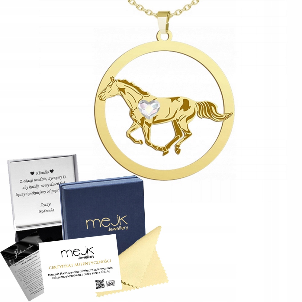 Zlatý náhrdelník s koněm Folblut 925 Šperky jako Dárek k narozeninám Gravírování