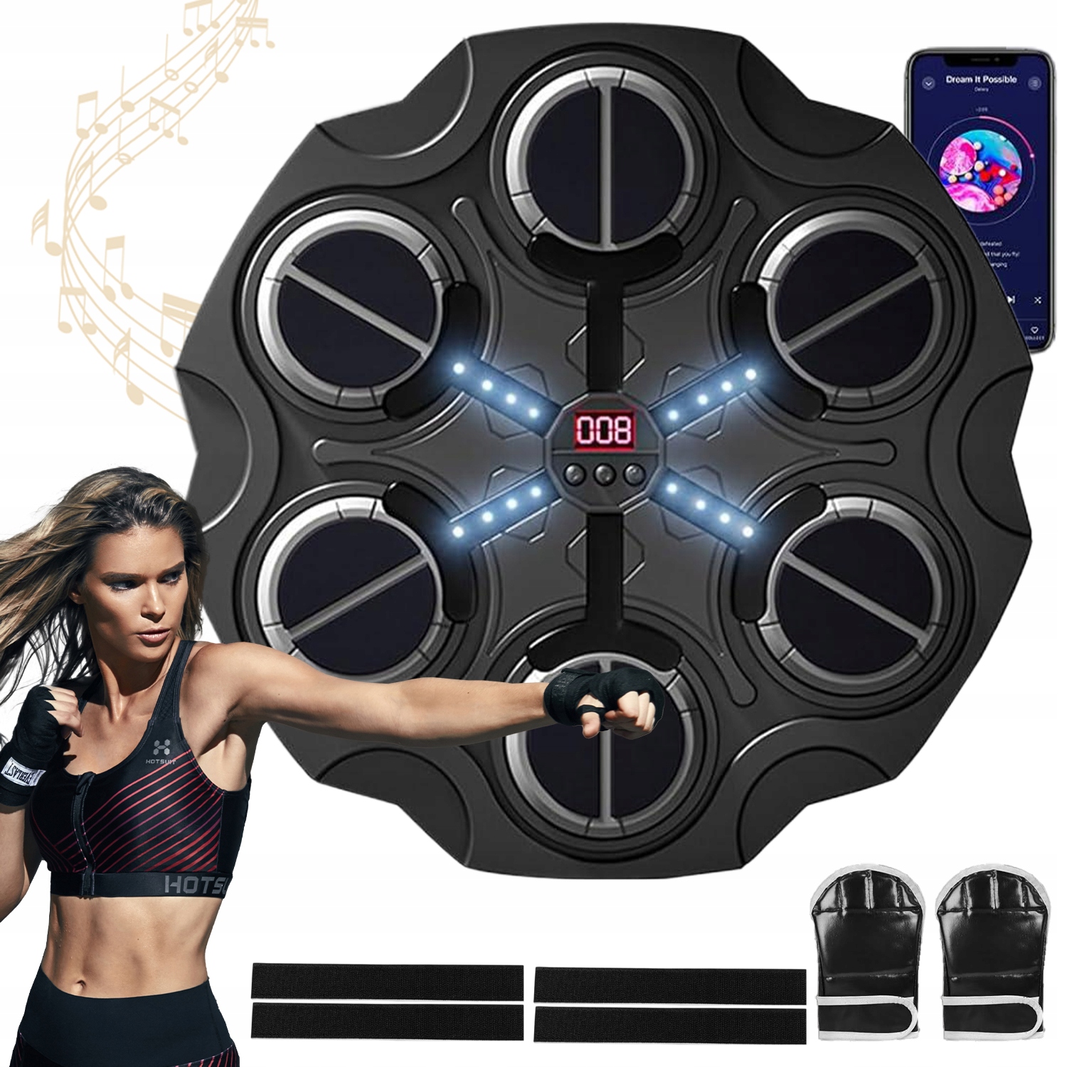 Music Boxing Nástěnná Boxovací Deska Bluetooth 3 Režimy Hudby Rukavice