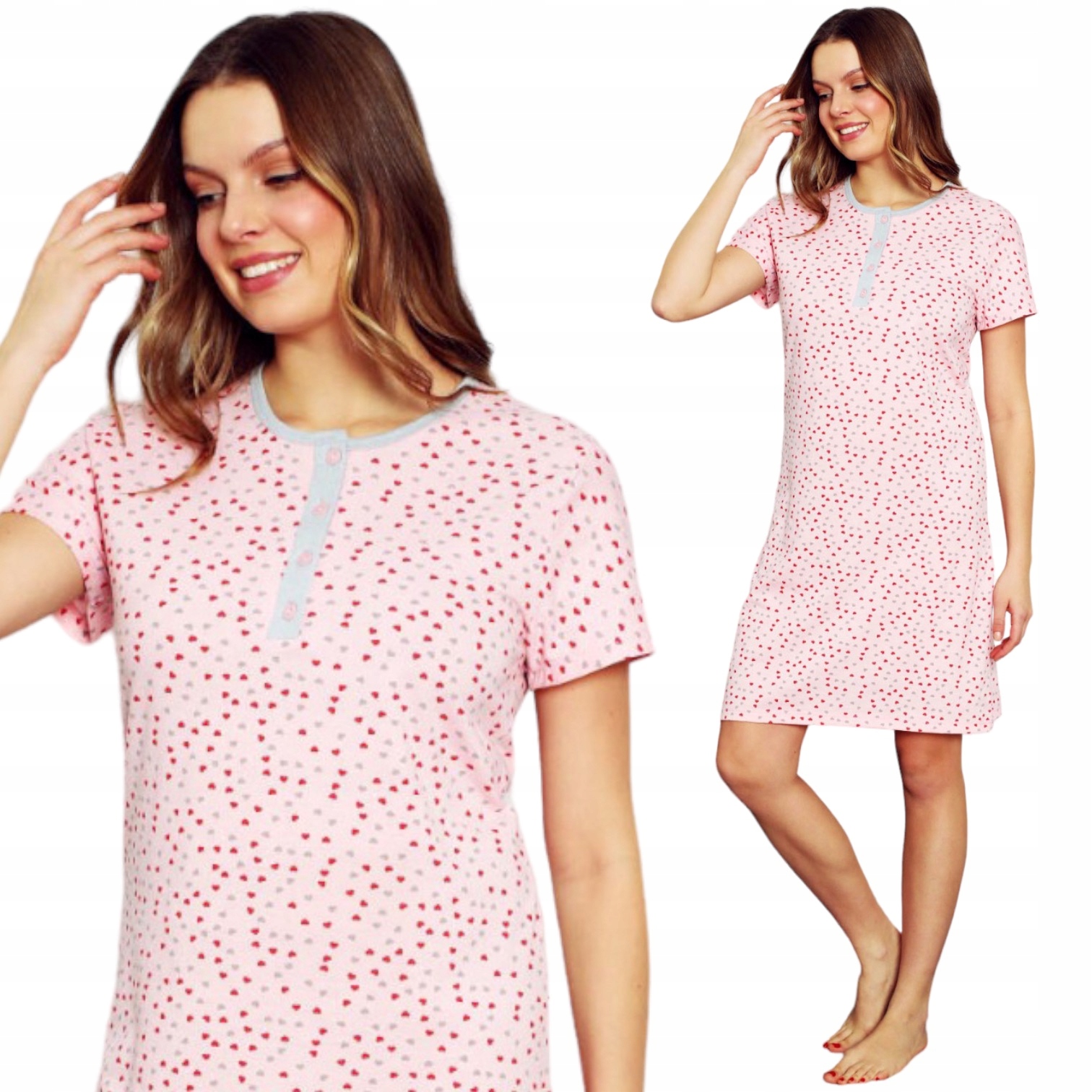 

Koszula Nocna Krótki Rękaw /4 Guziki /100%BAWEŁNA