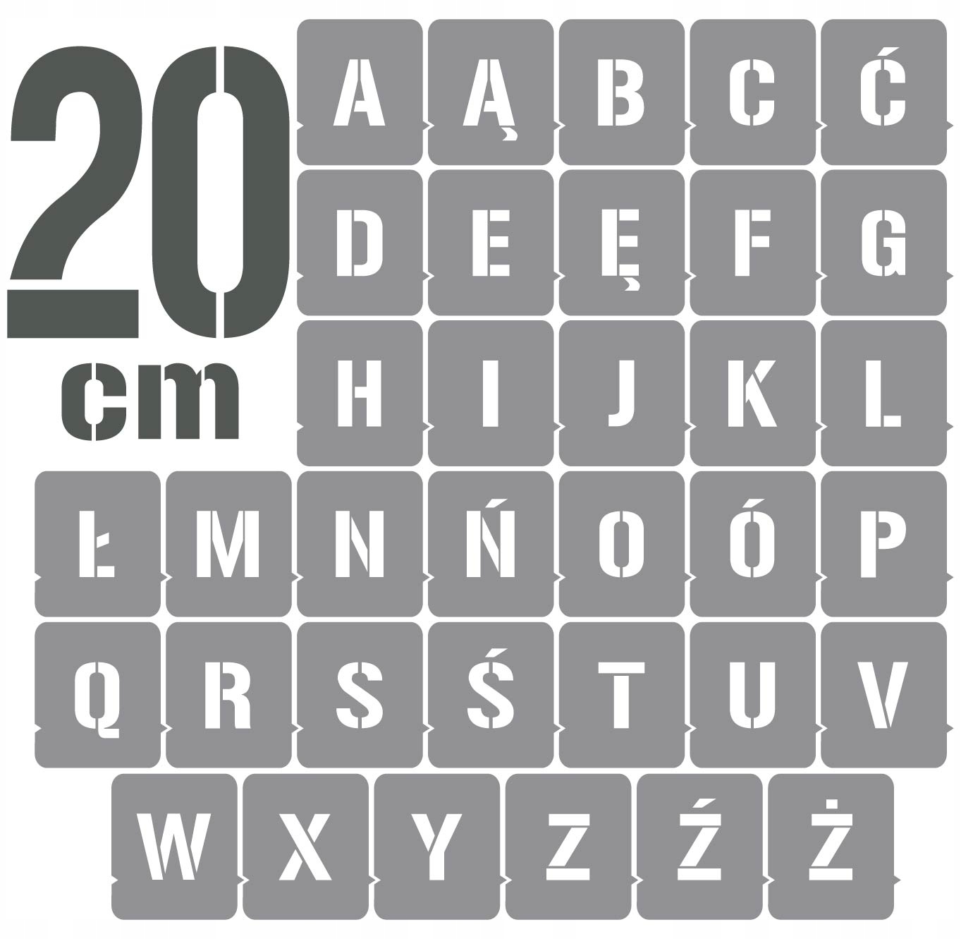

Szablony malarskie Litery 20cm /wielorazowe/