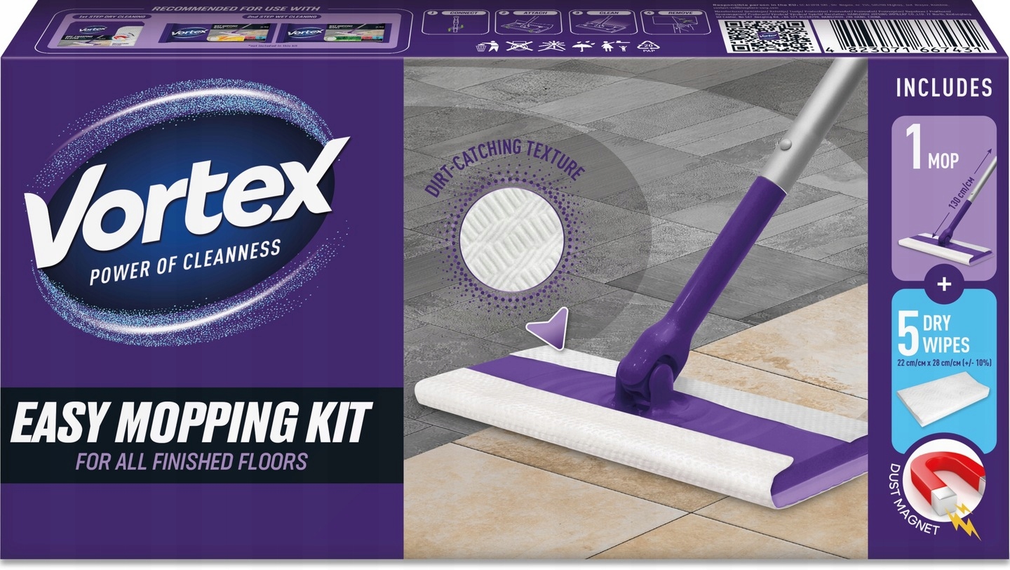 Vortex Sada pro snadné mopování (mop 5 suchých utěrek), 16 sada