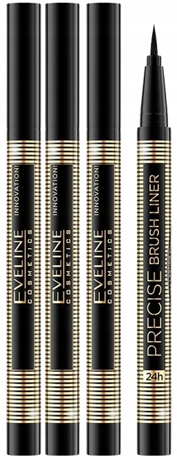 3 ks Oční linky Precise Brush Liner Černá Eveline Přesná špička