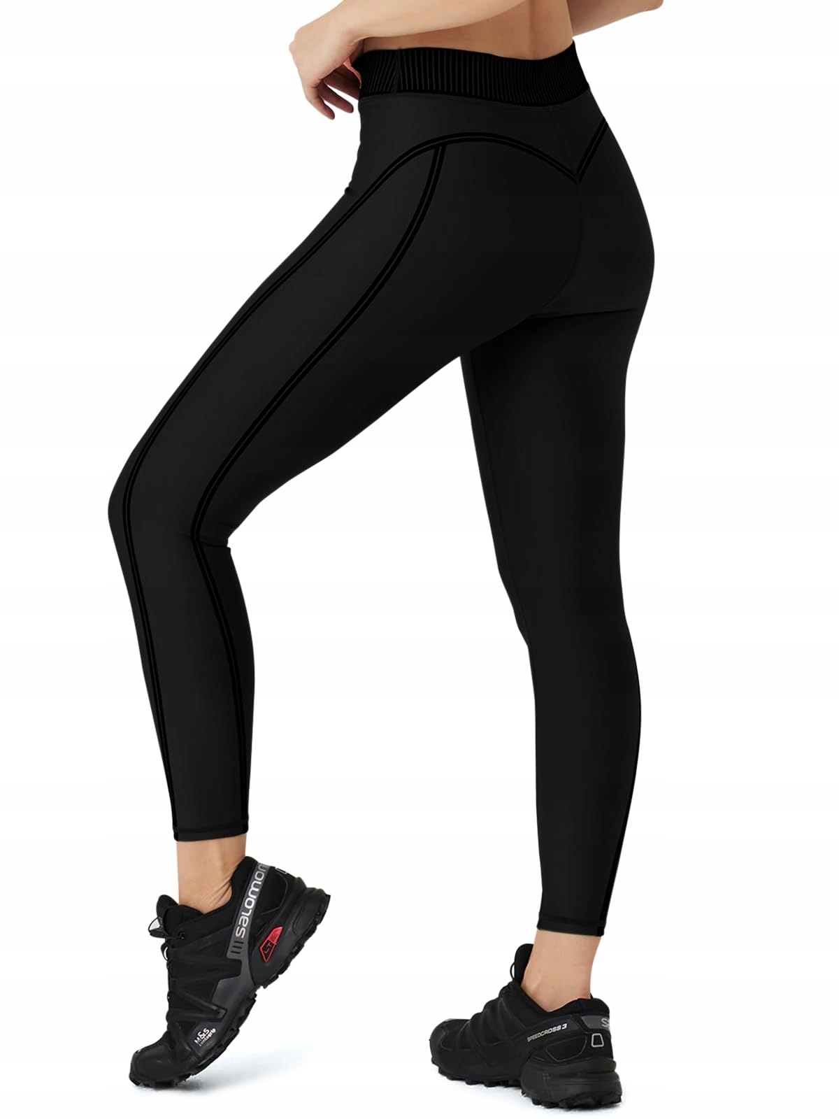 Dámské sportovní fitness legíny s vysokým pasem, černé, velikost L