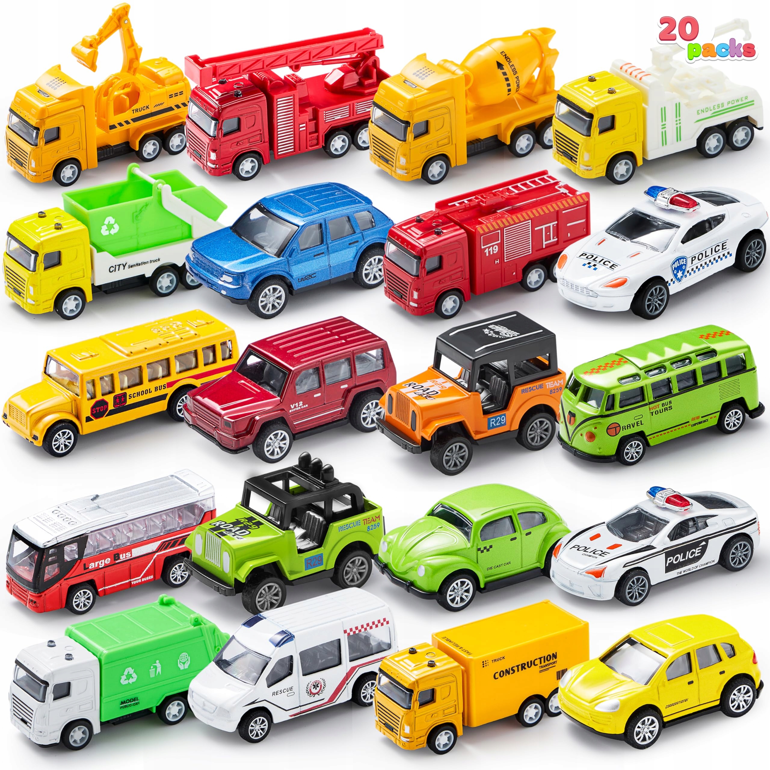 Kovové auta Joyin 20 szt.Die Cast Pull Back Cars