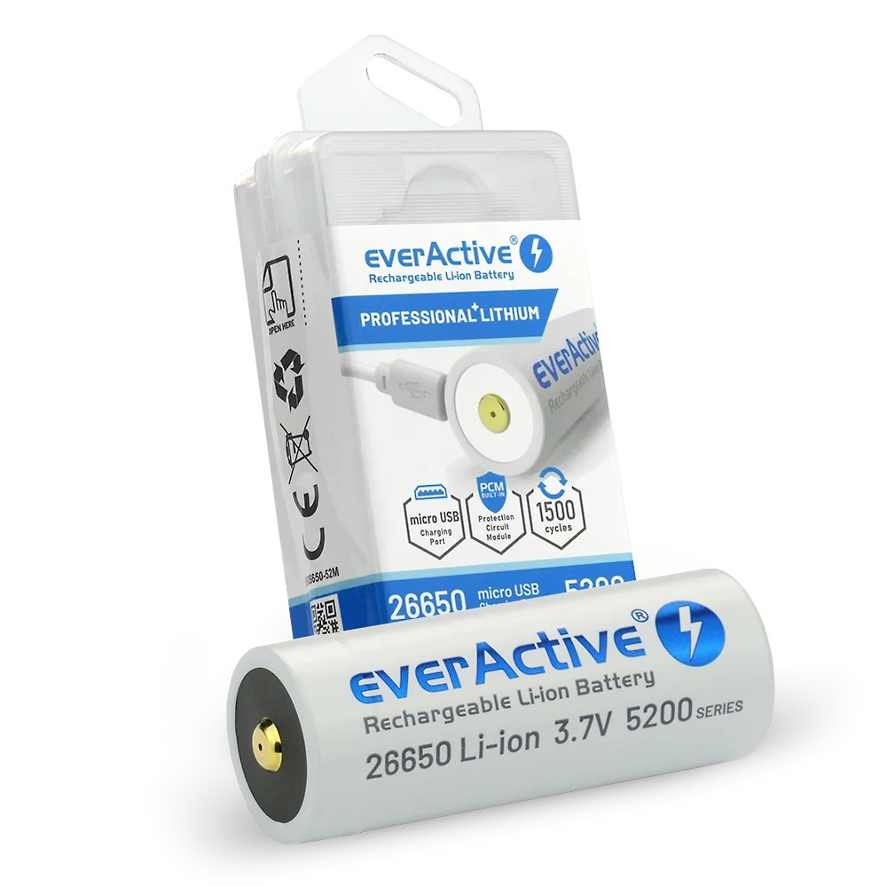 Everactive Nabíjecí Baterie 26650 3,7V Li-ion 5200 mAh micro Usb