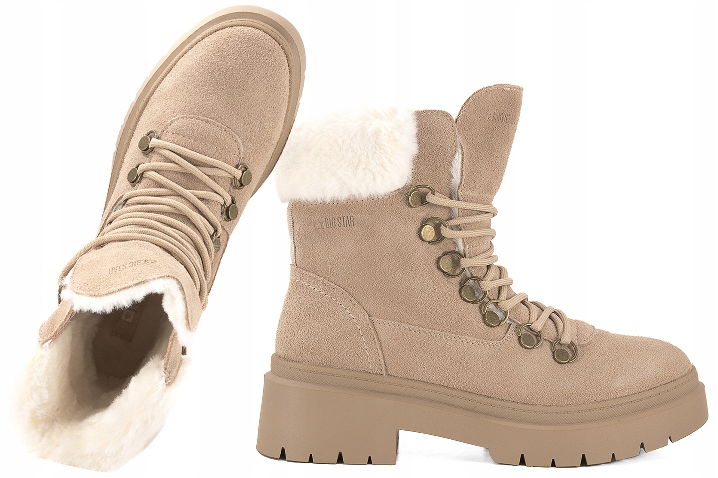 Big Star OO274229 Zimní Boty Trapery Zateplené béžové 36 Béžová