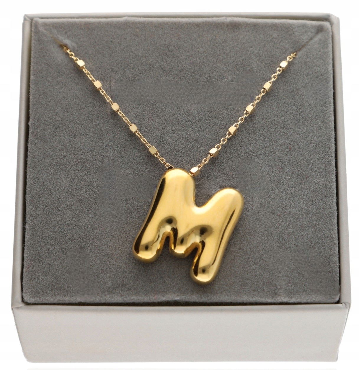 Zlatý řetízek velký nafukovací balónkový písmenko M 45 cm Stříbro 925 pozlacené