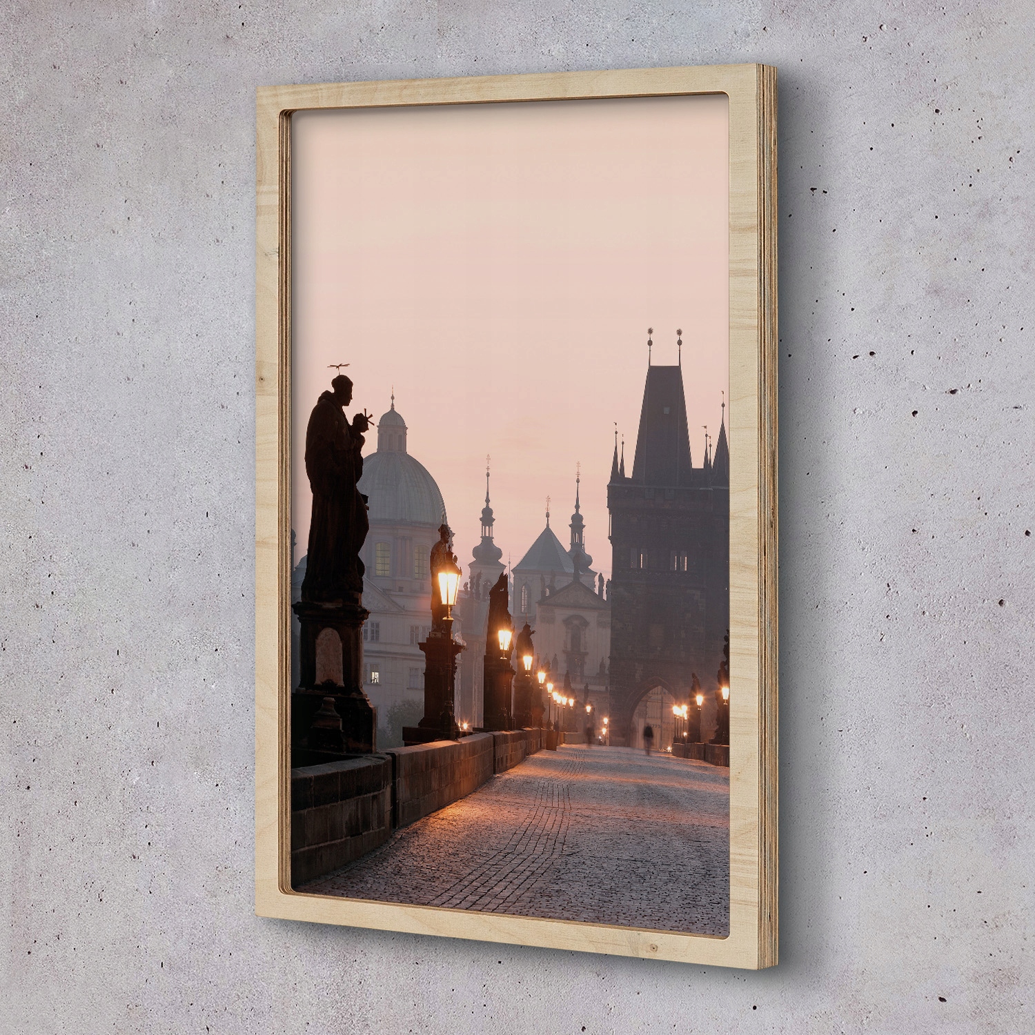 Nástěnný obraz v rámu Město, most, lucerny 30x50