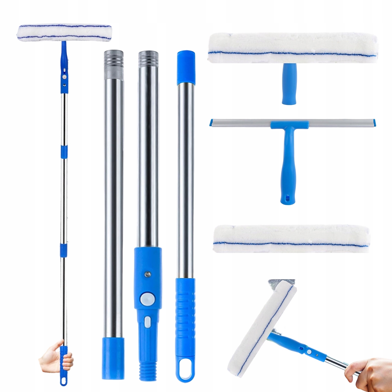 Levně 2V1 Teleskopická Stěrka Na Vodu Na Mytí Podlahových Skel S Mikrovláknovým Mopem