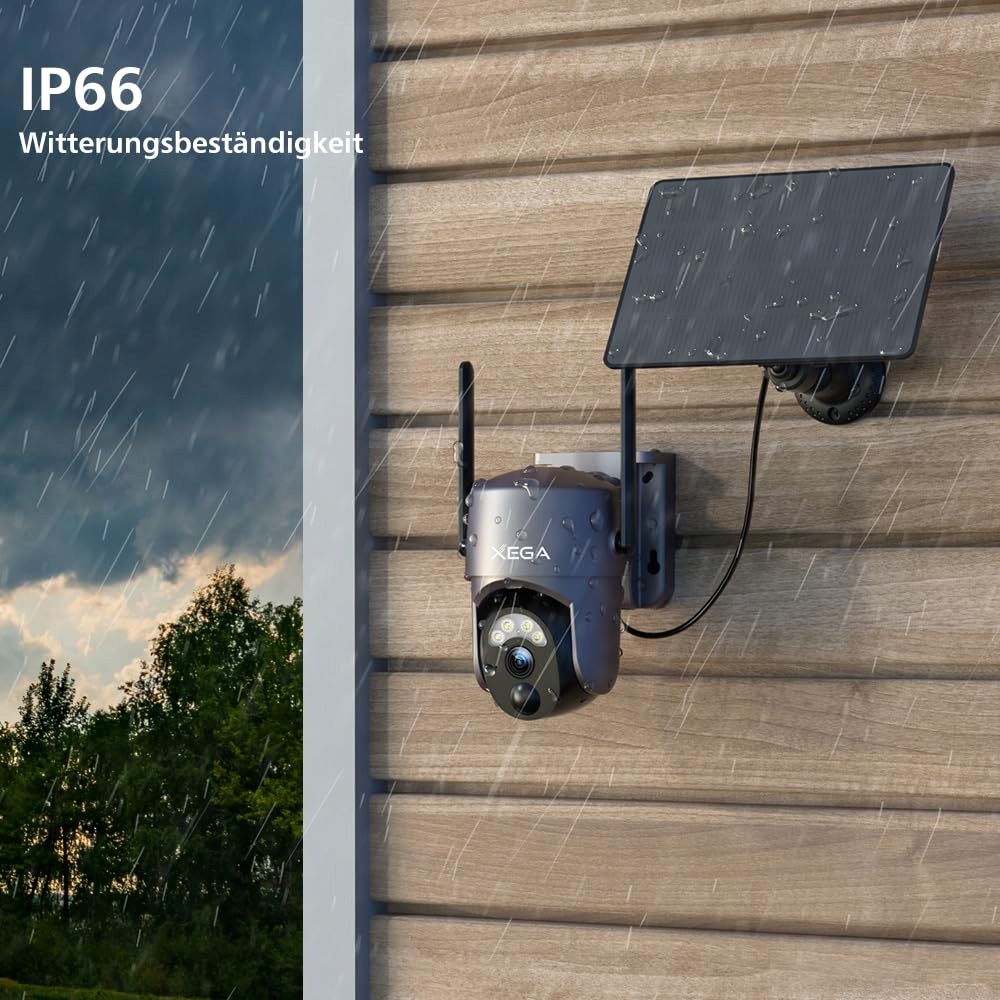 XEGA Zestaw 4 Kamer Solarnych Zewnętrznych HD PTZ WiFi PIR Audio — miniatura 5