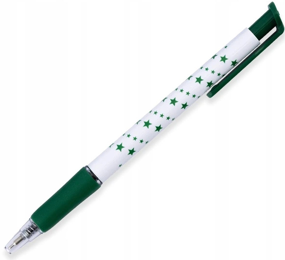 Długopis TOMA w GWIAZDKI klikany zielony TO-069