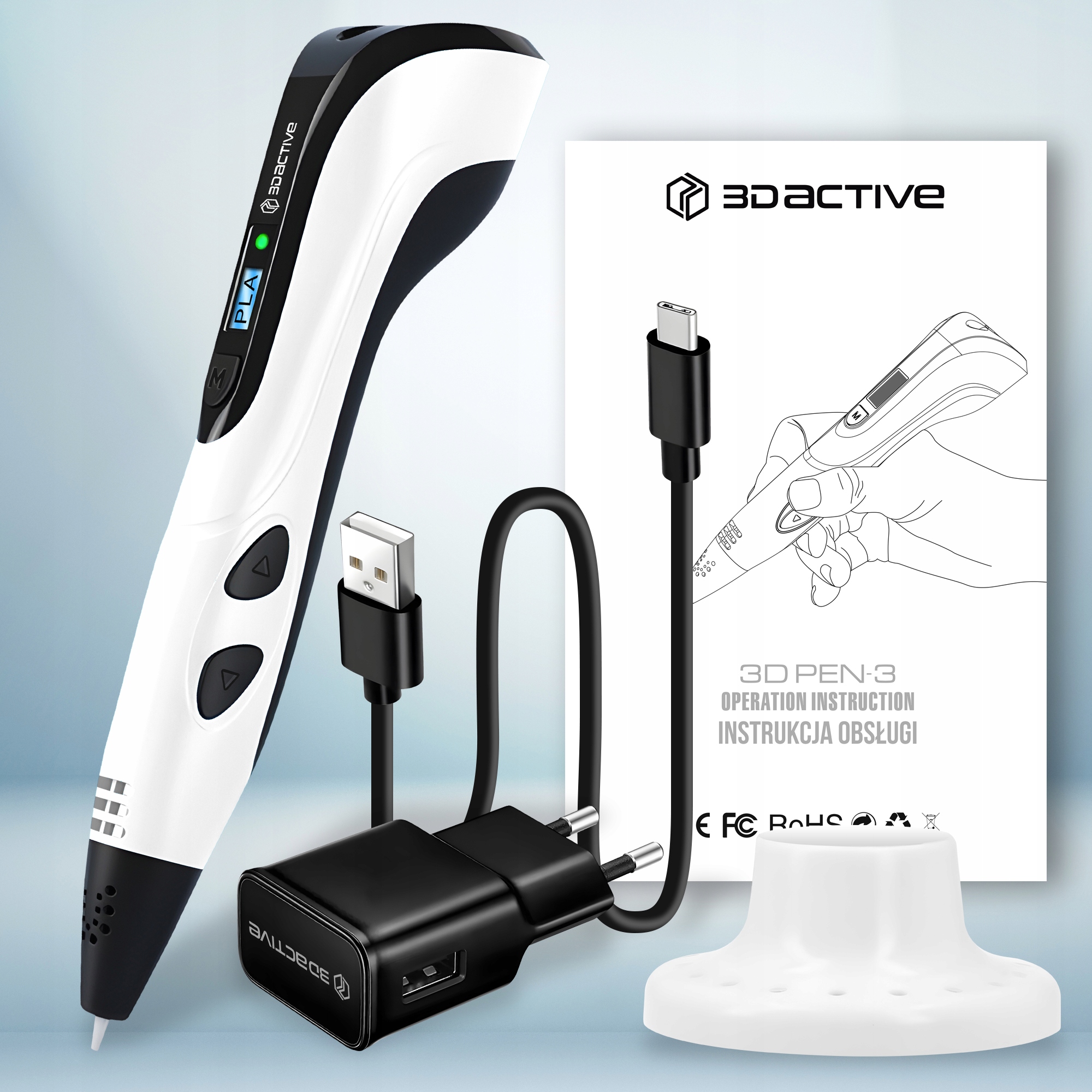 DŁUGOPIS 3D PEN DLA DZIECI DRUKARKA ZESTAW 3 GENERACJA + WKŁADY 200 M BIAŁY EAN (GTIN) 5904883648869