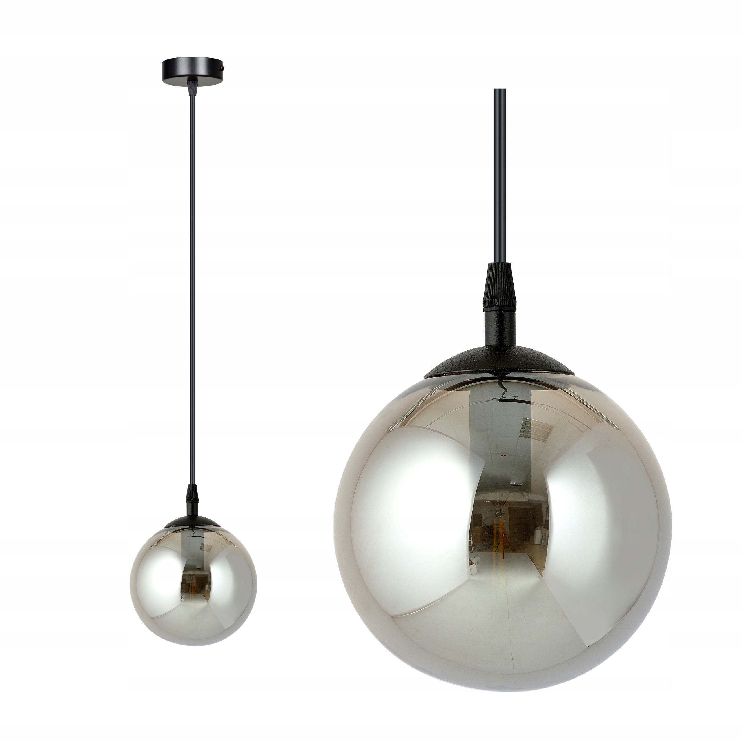Závěsná lampa Cosmo 1 černá grafit průhledná, industriální loftová