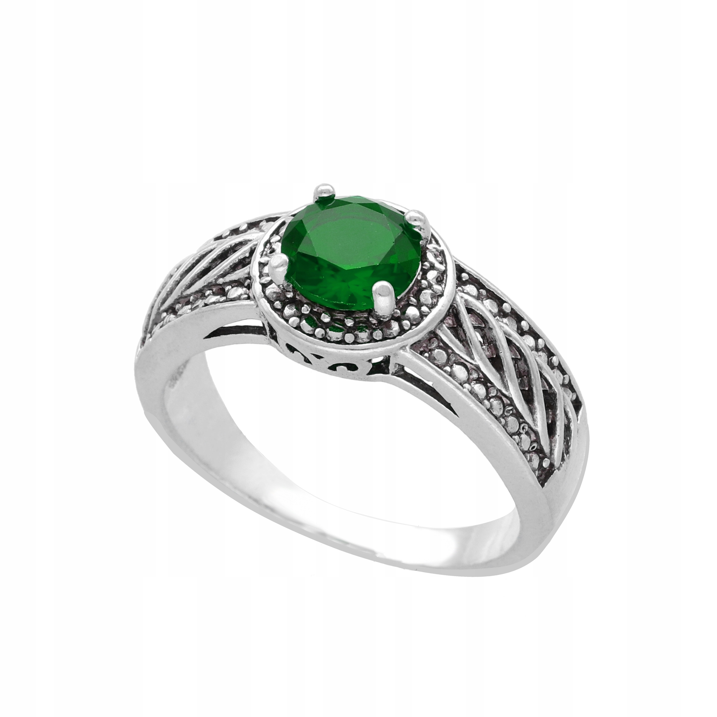 Prstýnek kulatý se smaragdovým zirkonem stříbro vel.