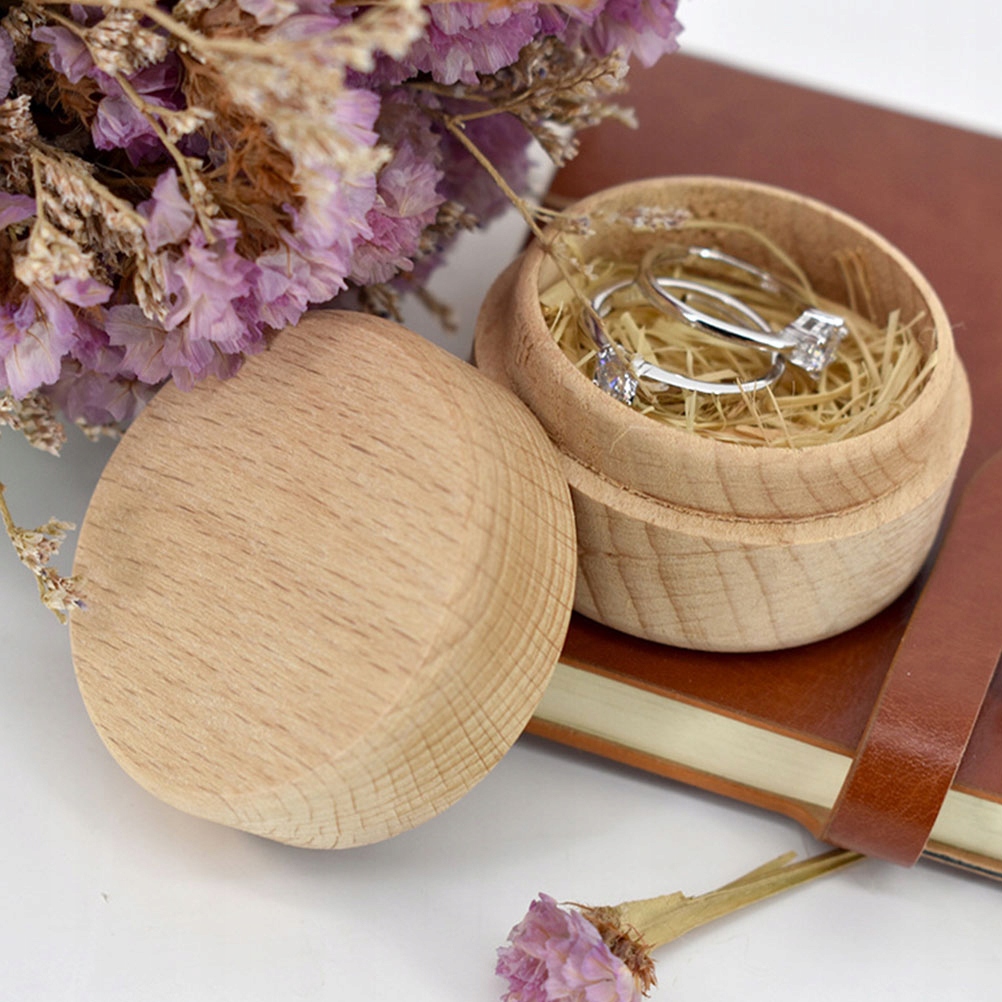 DREWNIANE PUDEŁKO NA PIERŚCIONKI OKRĄGŁE PROPOZYCJA Materiał drewno