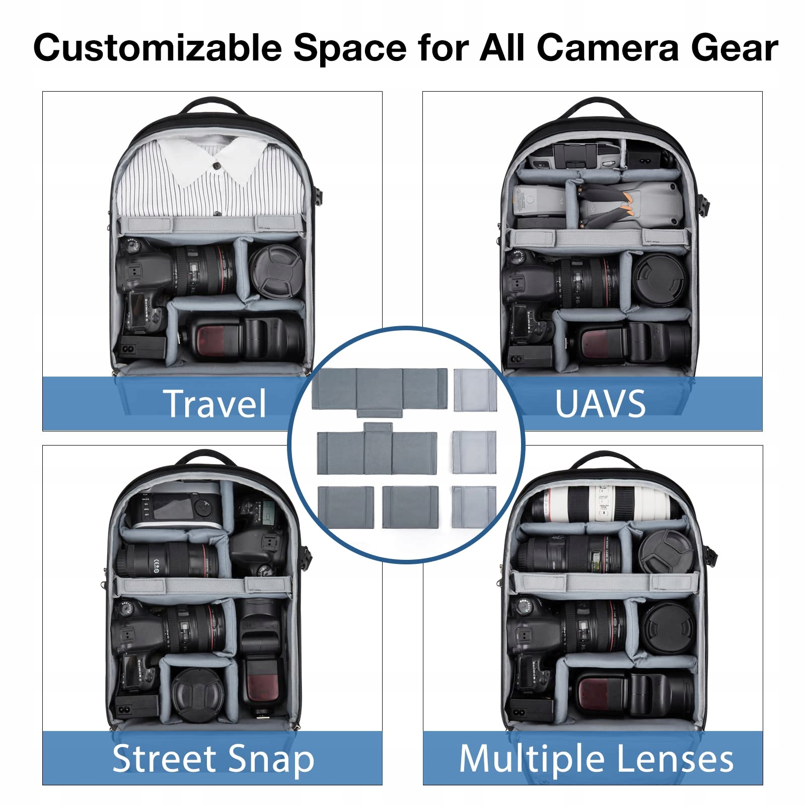 BAGSMART Plecak Na Aparat DSLR SLR Na Laptop 15,6 Cala Wodoodporny Czarny — miniatura 2