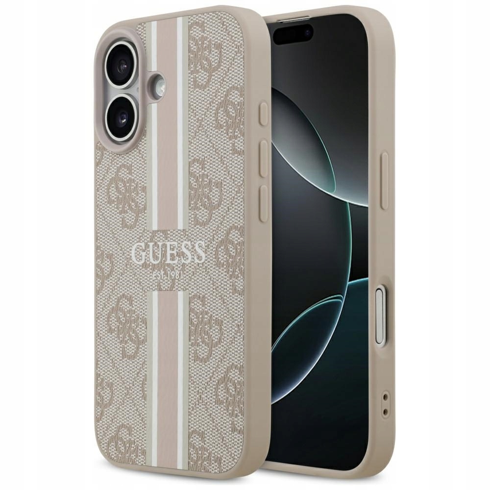 Pouzdro Guess 4G Printed Stripes MagSafe pro iPhone 17, růžové