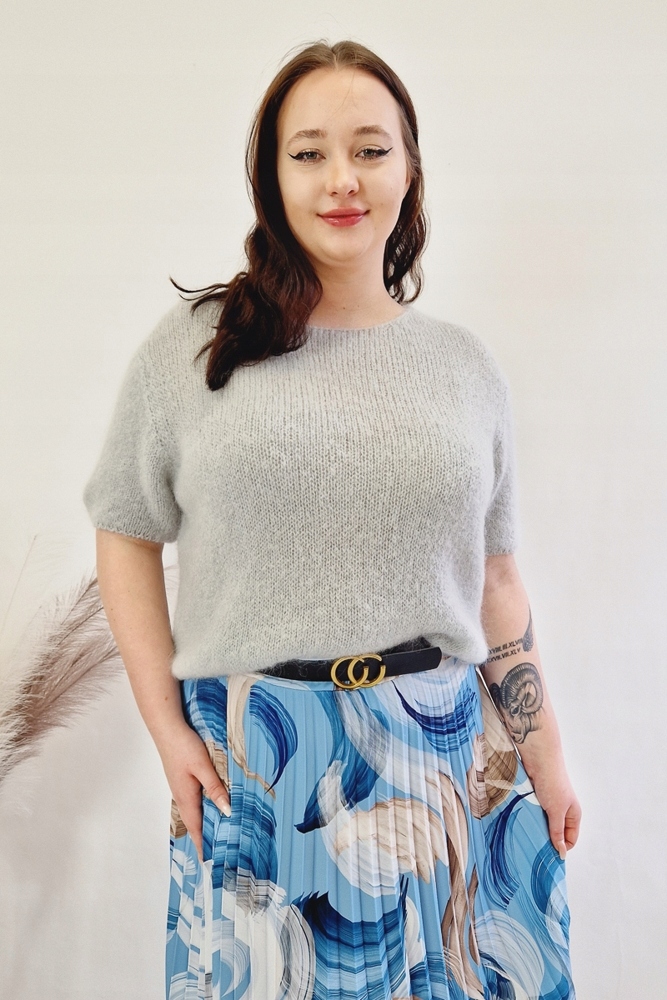 Tenký dámský svetr Moher popelavý Uni