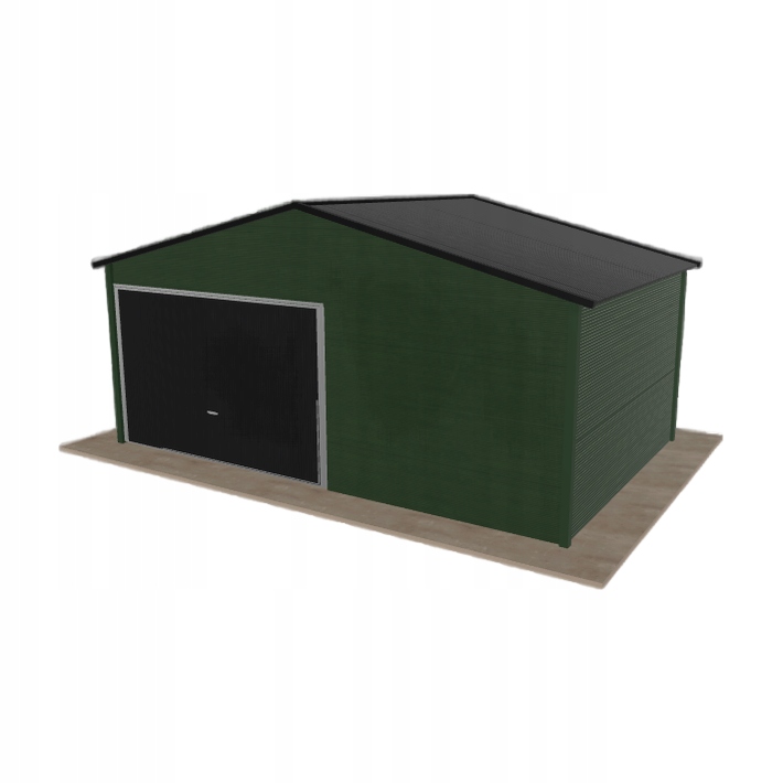 Plechová garáž 5.5x3.5 m jednopolohová, dvouspádová, zelená