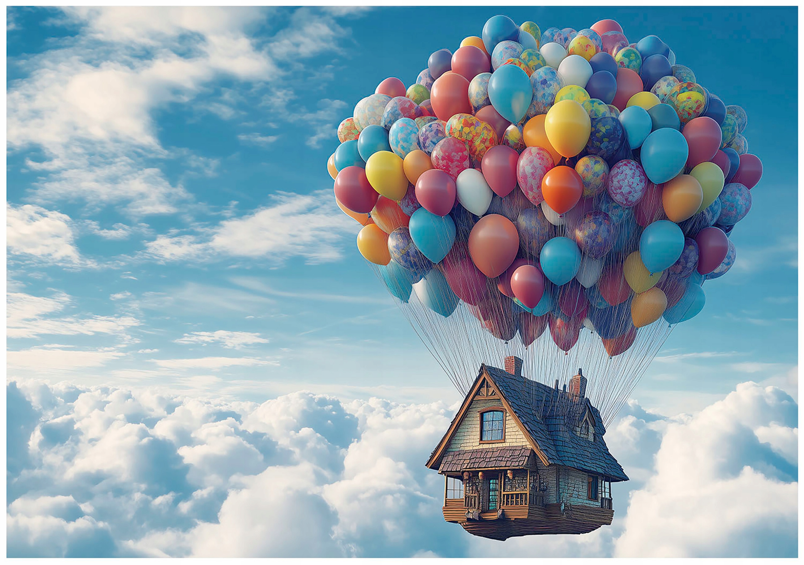 Vliesová fototapeta Dům na balónech splňte si sny 150x105 lepidlo