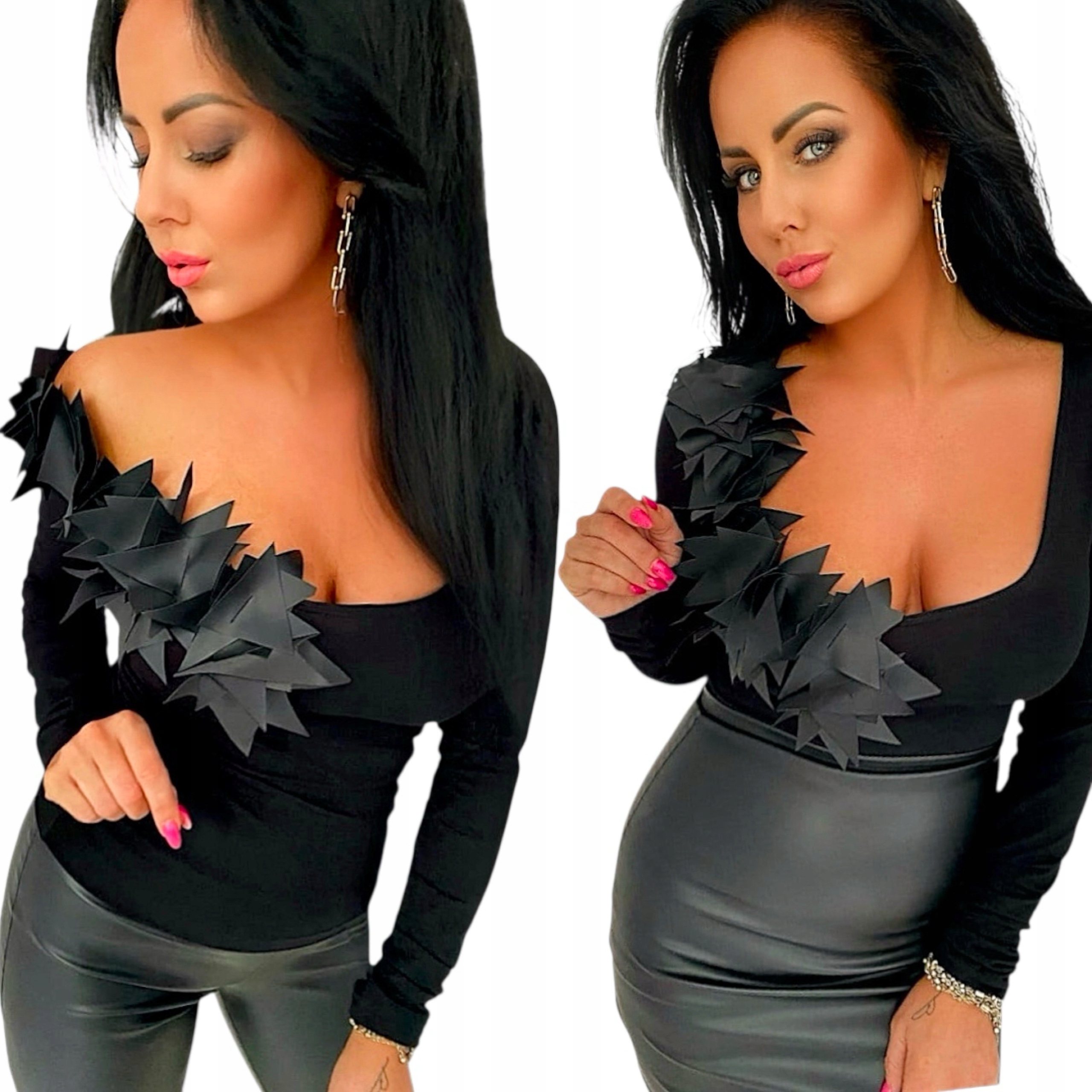 LipMar Dámská elegantní halenka vhodná na příležitost, sexy výstřih, velikost S 36