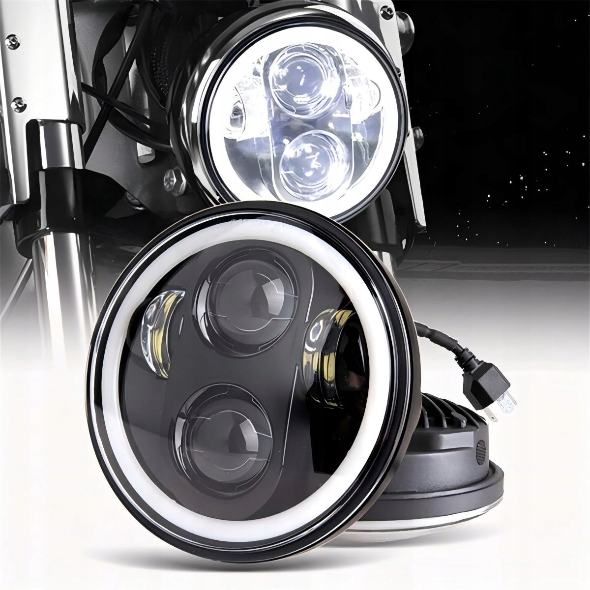 5.75 CALI REFLEKTOR LAMPA LED PRZEDNIA MOTOCYKL 60W cały ring HALOGEN motor