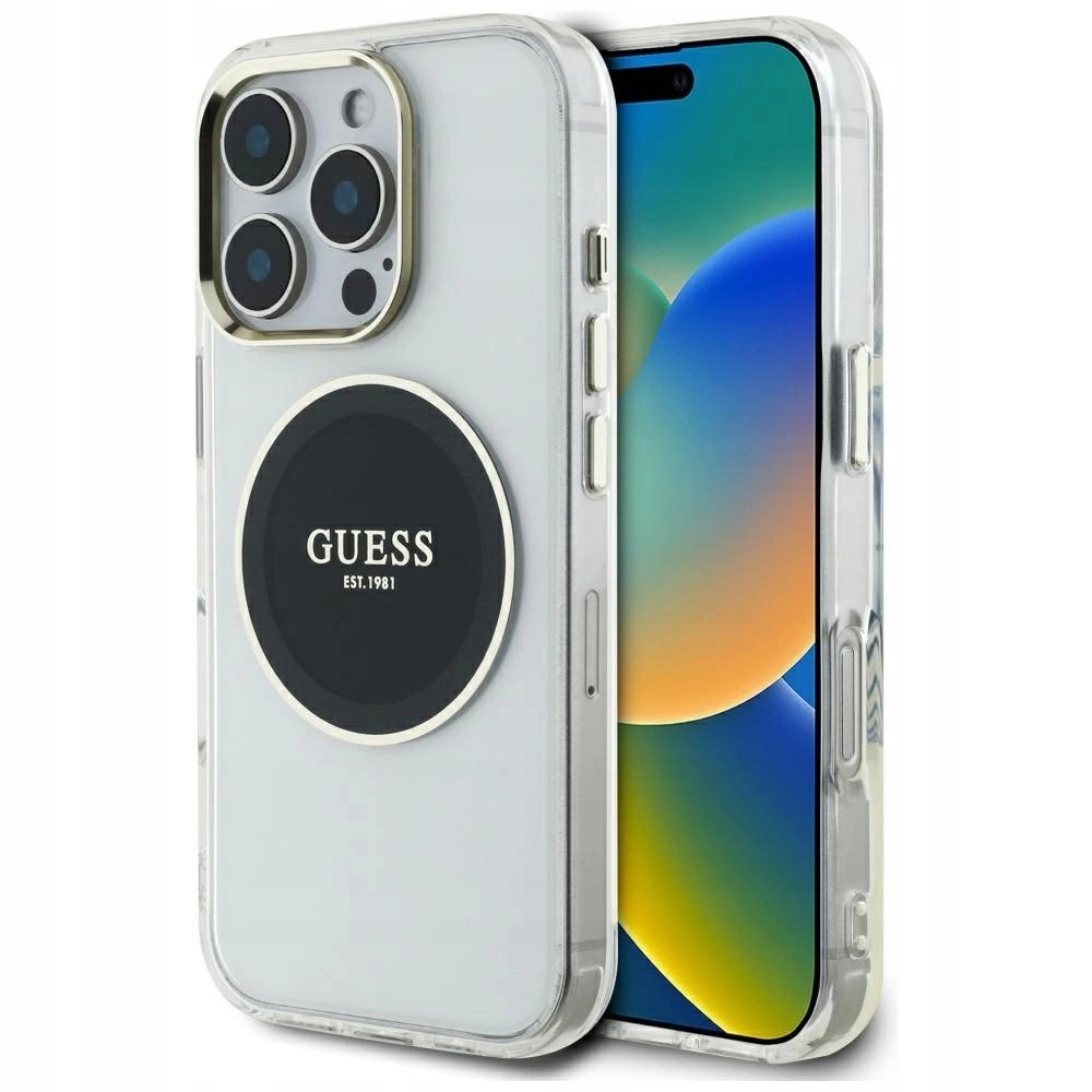 Pouzdro Guess IML Metal Colored Circle Classic MagSafe pro iPhone 16 Pro Max