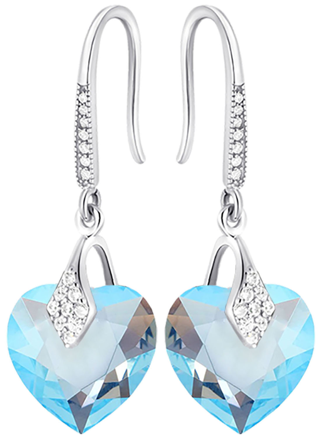 Stříbrné Náušnice Závěsné s zirkony a srdíčky Dámské jako Dárek Stříbro 925