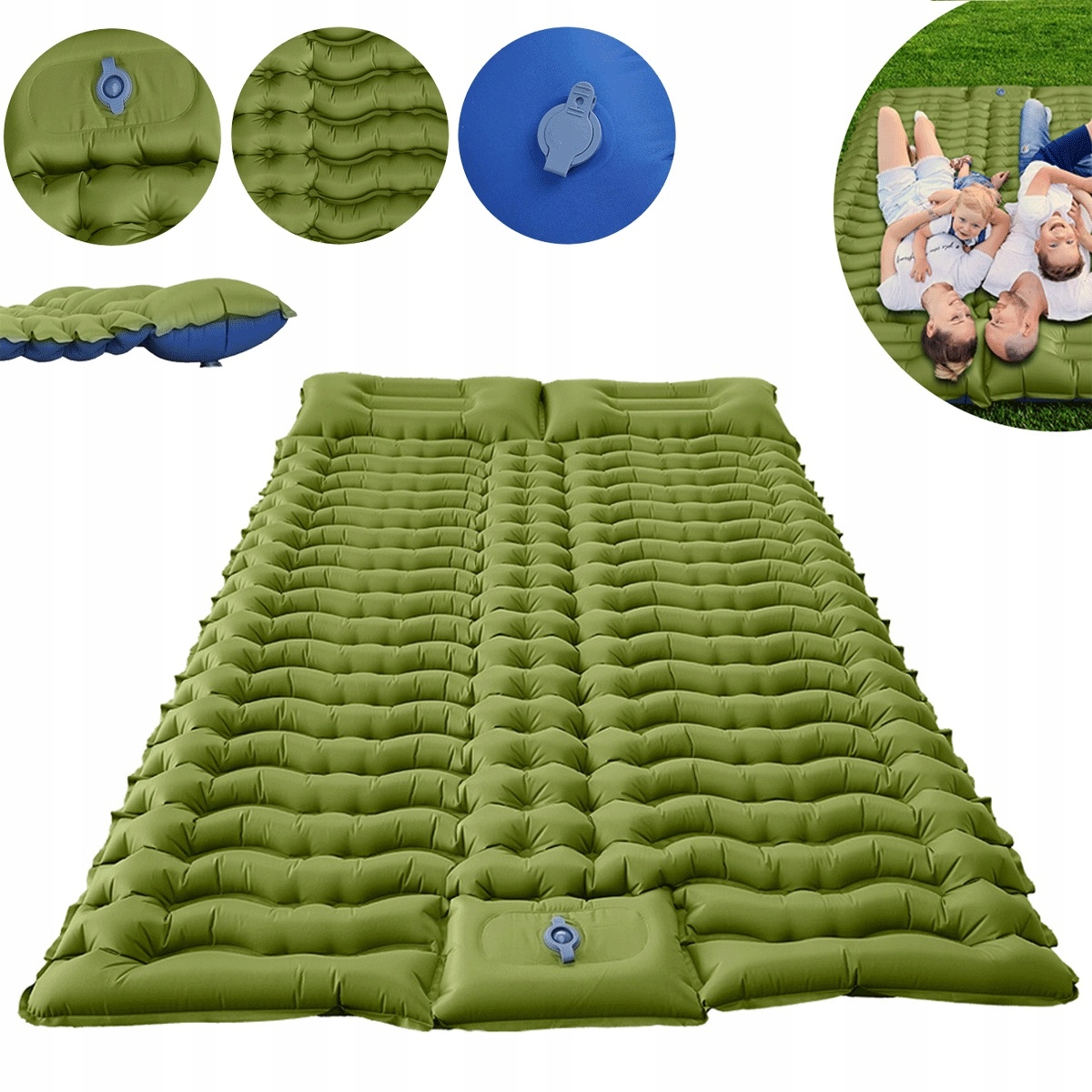 Zielony materac samopompujący dwuosobowy materac samopompujacy do trekkingu