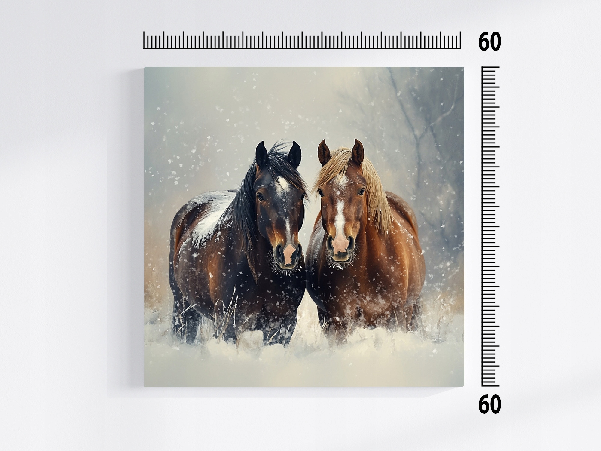 Obraz Na Plátně Canvas Příroda Zima Sníh Kůň Koně Pár 60x60