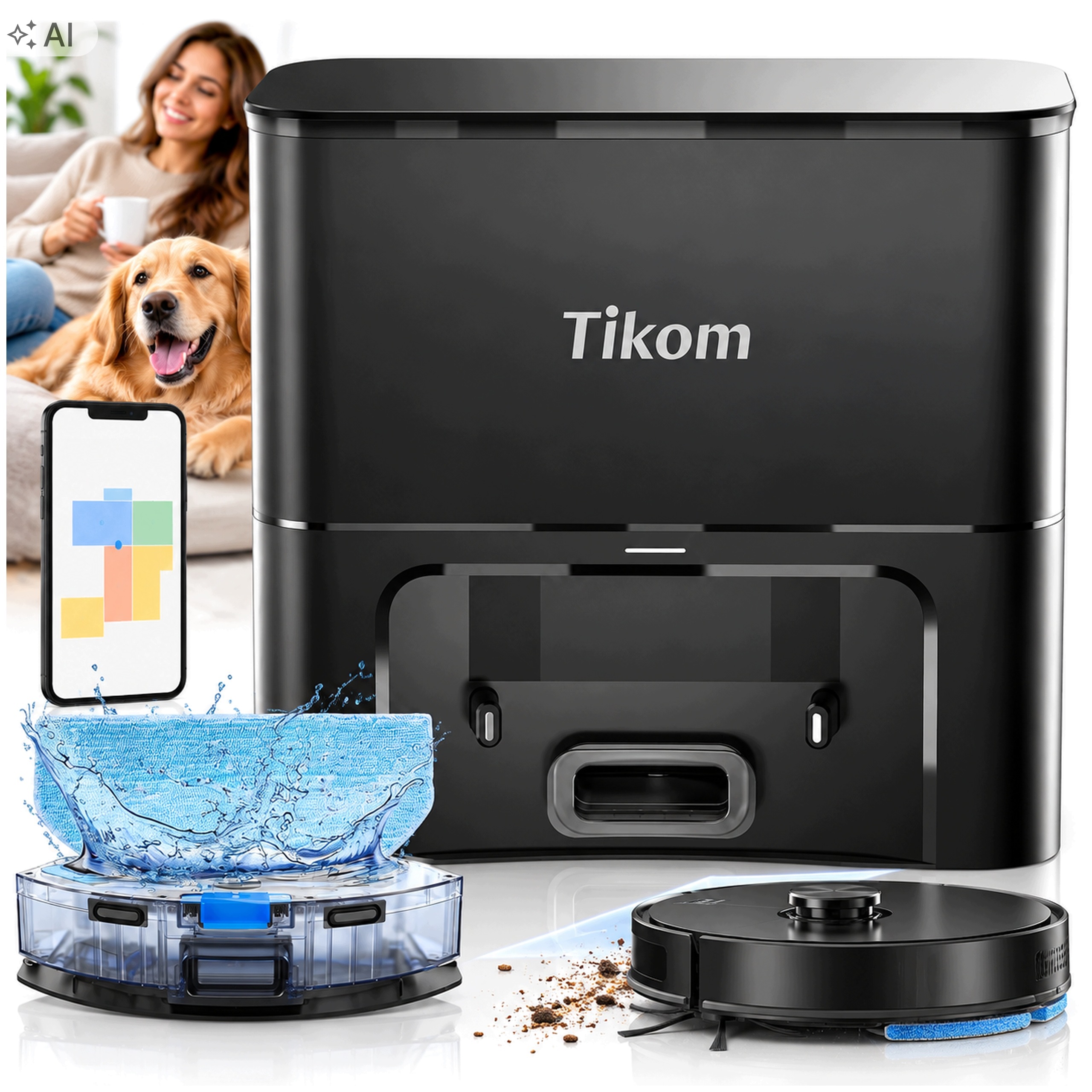 Dokovací stanice pro automatické vyprazdňování prachu, sáček 3 l do vysavače