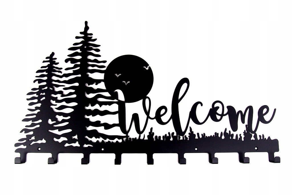 Nástěnný věšák: oblečení, klíče s grafikou Welcome