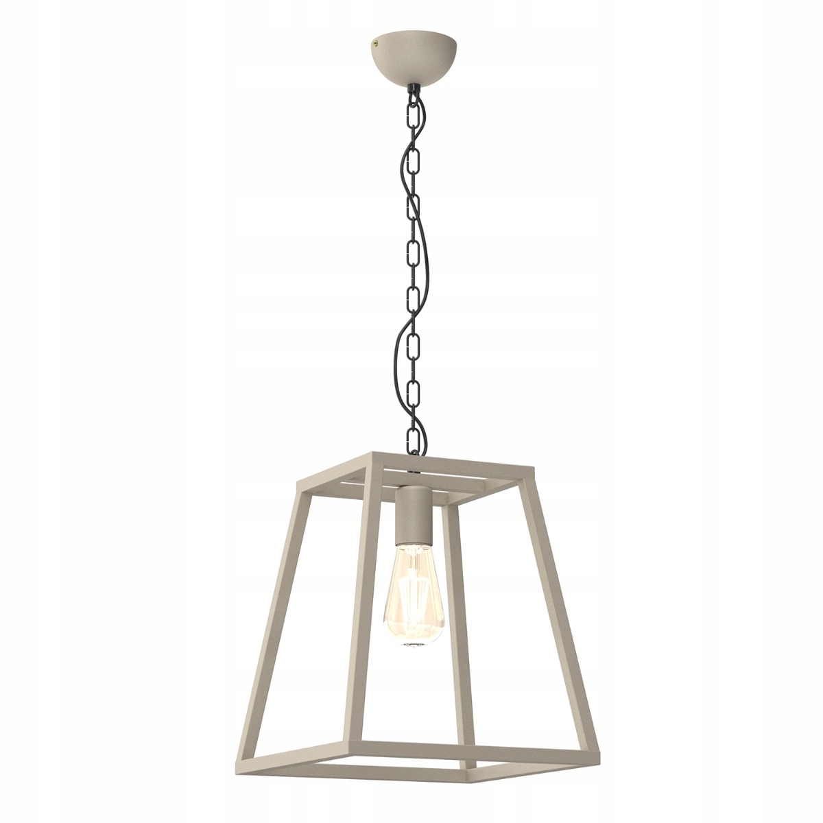 Závěsná loftová lampa krémová, geometrická, na řetězu do jídelny Luminex