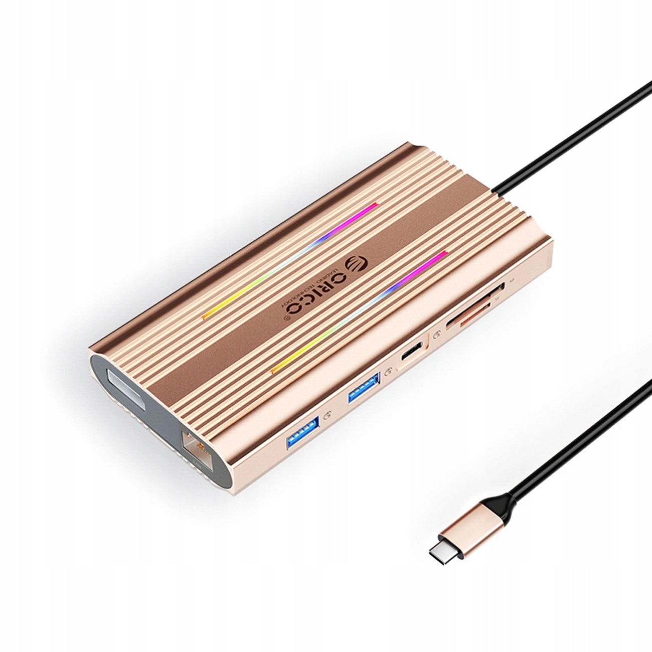 Usb-c dokovací stanice Orico Xdr 12v1 Rgb Usb-a Usb-c 2x Hdmi 4K 60 Hz
