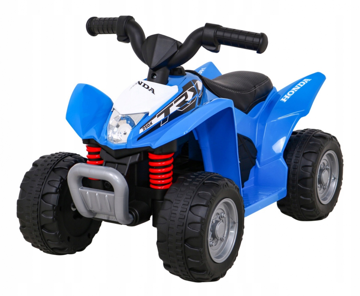 Quad Honda 250X Trx na akumulator Niebieski Klakson Led Ekoskóra