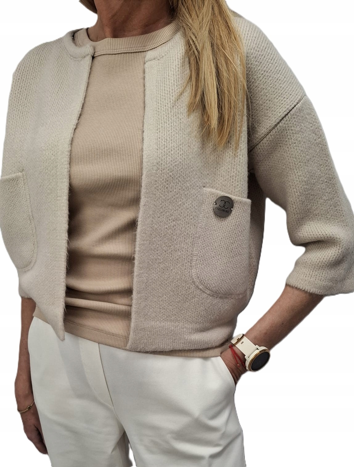 Cocomore Svetr Bomber Bolerko Přehoz Béžová New
