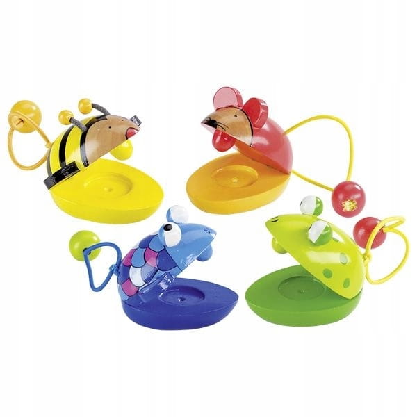 Drewniane KASTANIETY zwierzątka INSTRUMENT 4 wzory