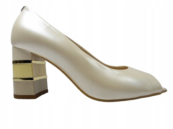 Perleťově béžové lodičky elegantní kožené dámské boty bez prstů Sala 37