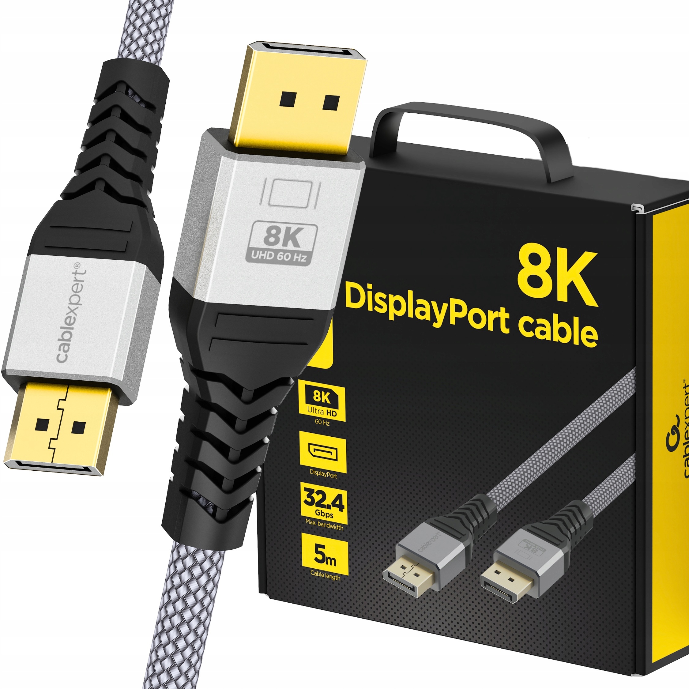 Kabel Displayport 1.4 Dp 8K Uhd 60Hz 4K 120Hz Fhd Hdr 240Hz 32,4 Gb/s 5M