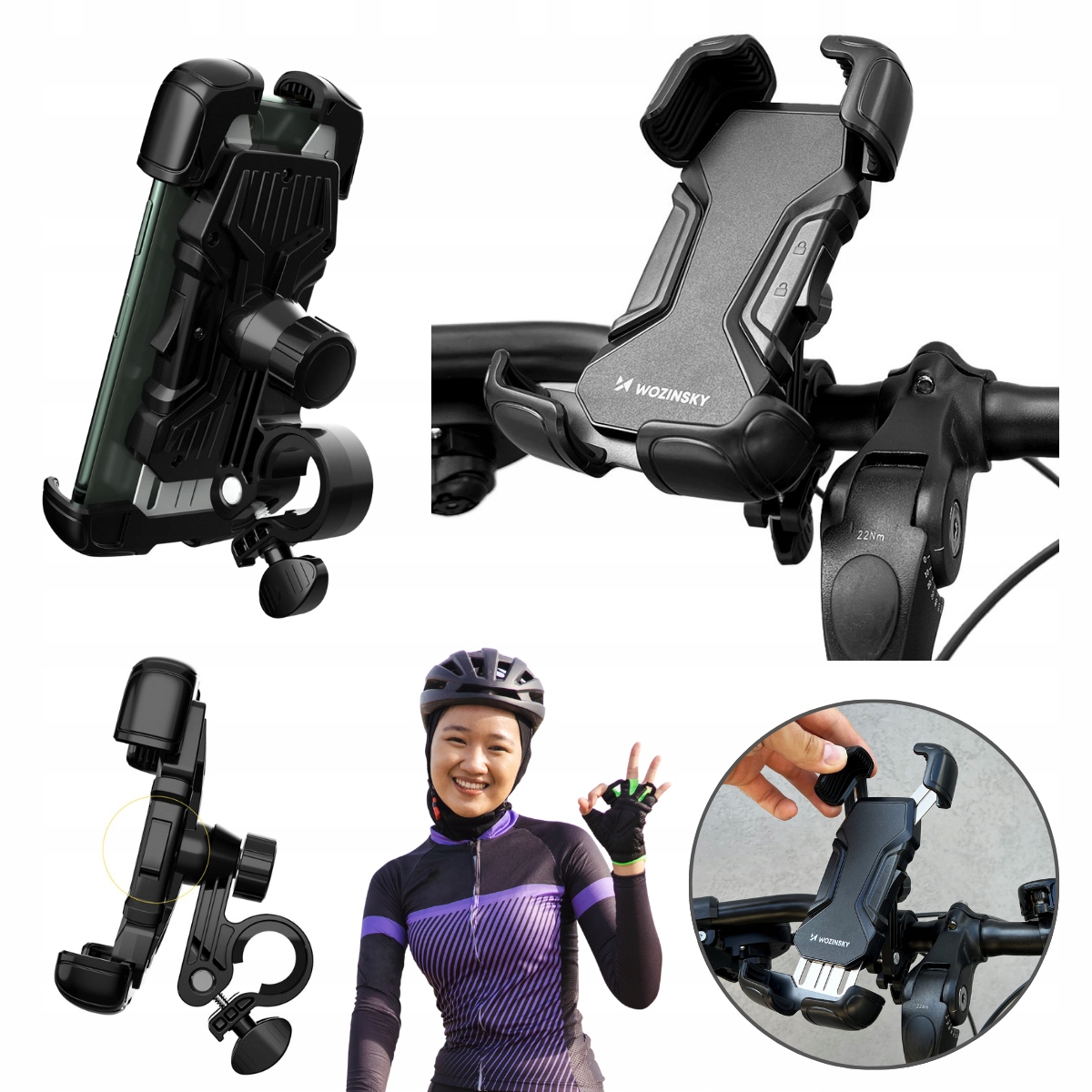 Uniwersalny uchwyt na smartfon do roweru i motocykla Wozinsky