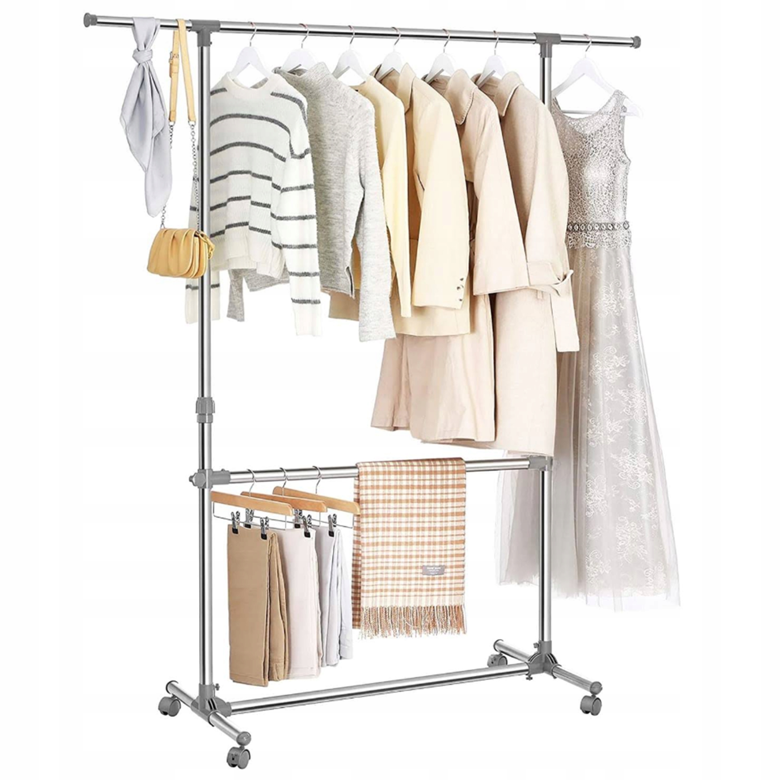 Stojanový věšák na oblečení na kolečkách šatna Skříň stojan na kolečkách
