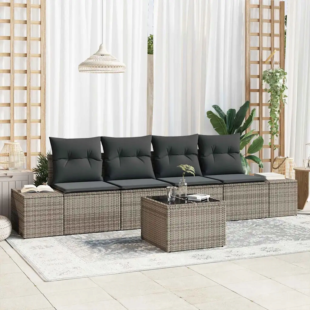 Sada zahradních pohovek s polštářem 5 pcs Šedá 55 x 55 x 37 cm Šedá 3355598