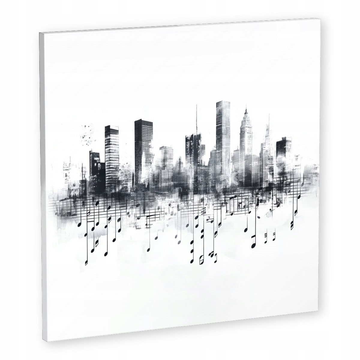 Obraz Na Plátně Canvas Skica Město Metropole Panorama Hudba Noty 60x60