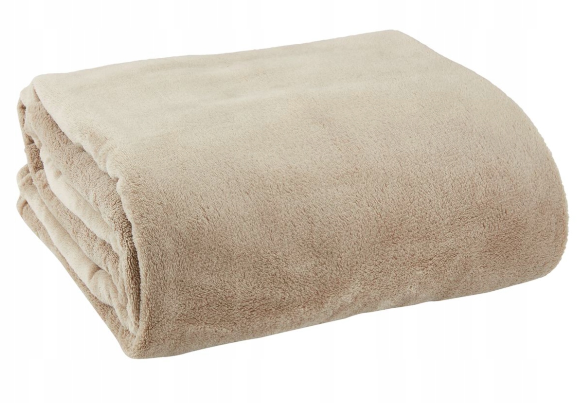 Koc polar narzuta miękki przyjemny duńska flanela 140x200 piaskowy kawowy