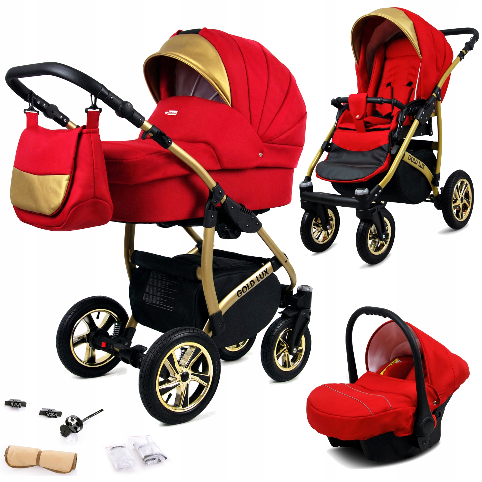 Wózek dziecięcy 3w1 BabyLux GoldLux spacerówka gondola fotelik samochodowy