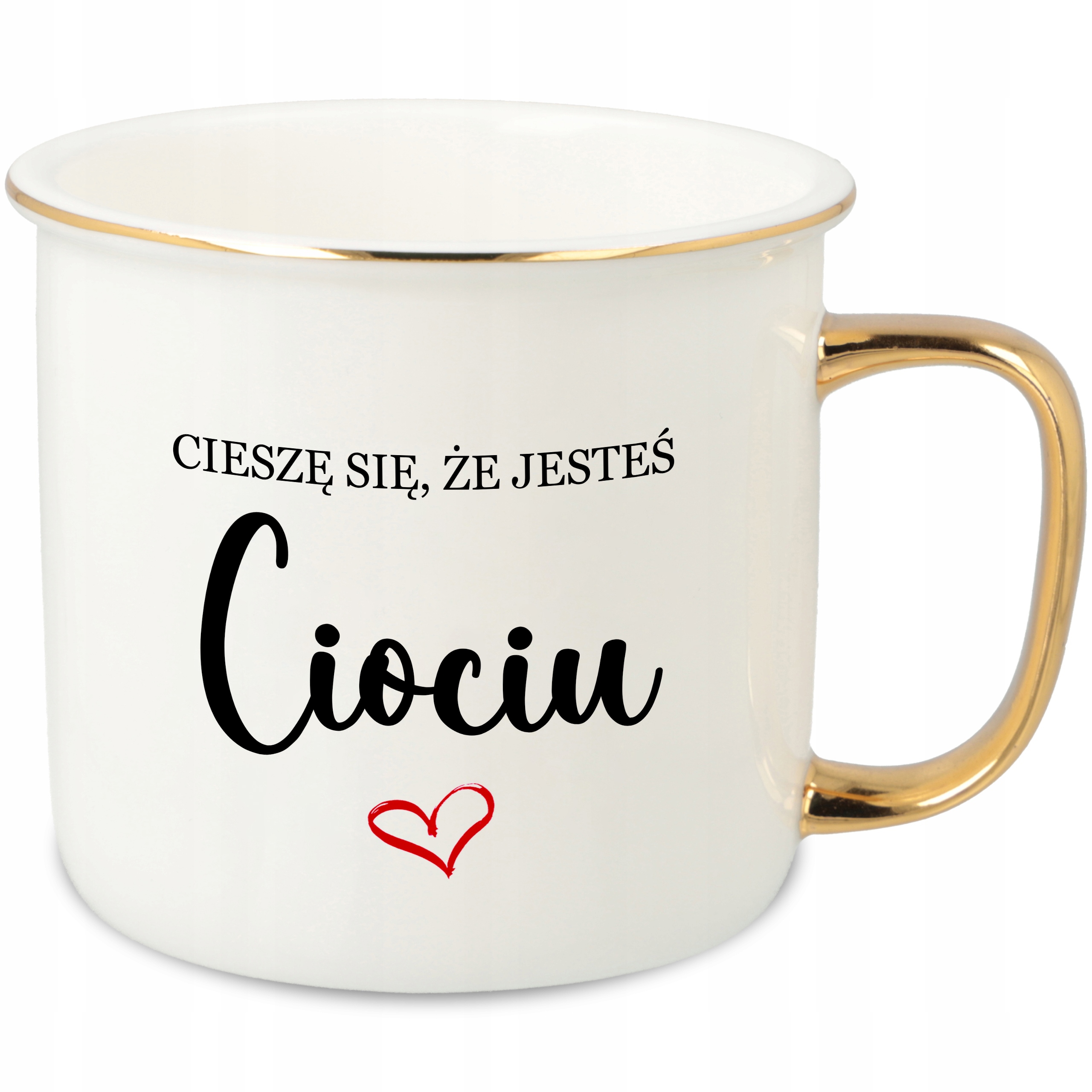 Hrnek Ucho Forma Zlatý Porcelán Dárek Jsem Ráda, Že Jsi Teta Vzory