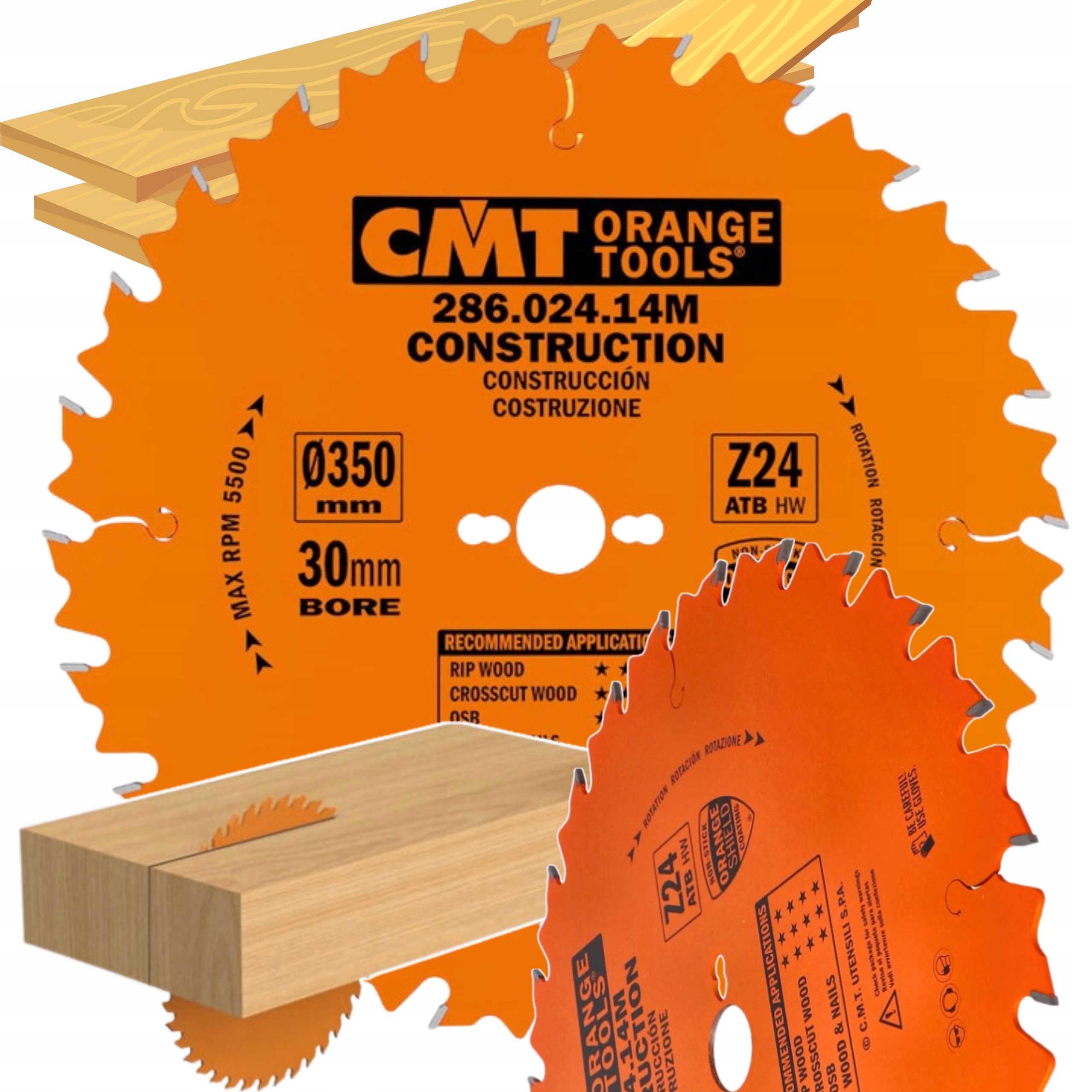 Tarcza Piła Budowlana Cmt Do Cięcia Drewna 350x30 mm 286.024.14M 24 Zębów