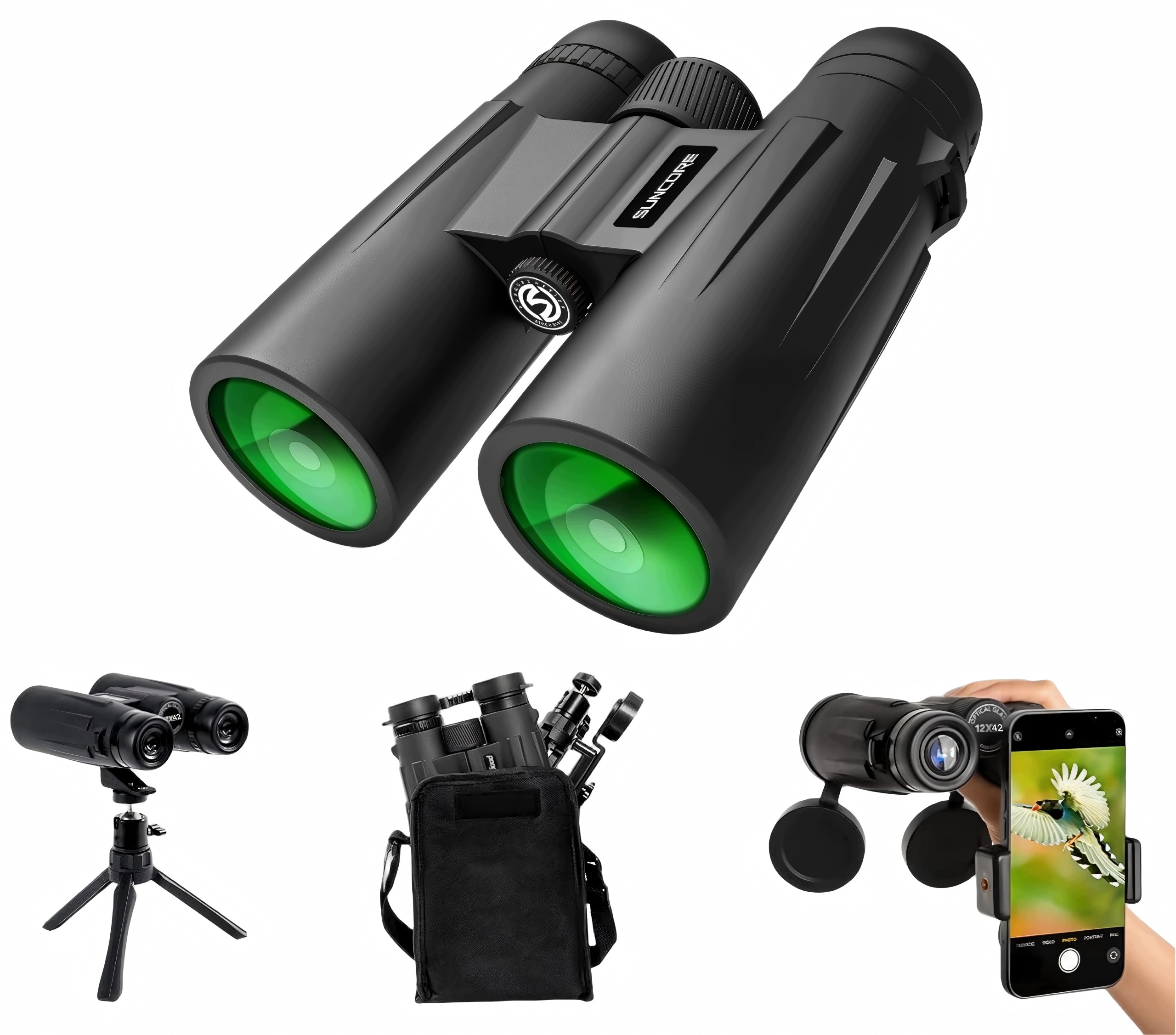 Turistický lovecký dalekohled 12X42 Hd IPX4 s BAK4 taškou a stativem